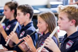 students playing recorder
