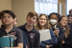 students in hallway