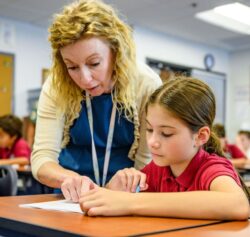 Teacher and girl student